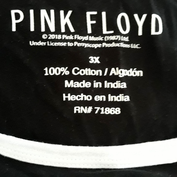 Pink Floyd Raglan Baseball rock Official T-Shirt 2X Ladies Plus NWT - Picture 3 of 3